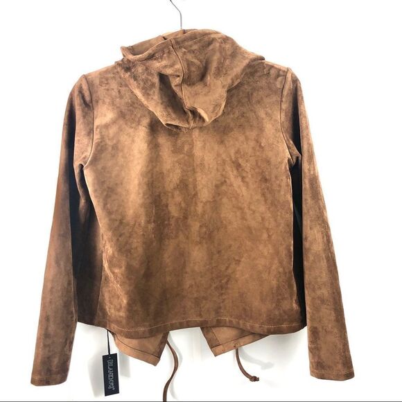 NEW BLANK NYC Faux Suede Hoodie in Brown Size S - Picture 6 of 9